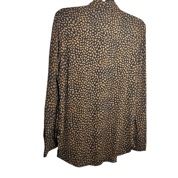 Zara Long Sleeve Blouse Black Brown Size Small - Picture 5 of 12
